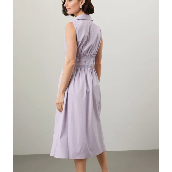 Thakoon Lavender Midi Shirt Dress MEDIUM Sleeveless Cotton Cottage Designer $345 - Picture 4 of 11